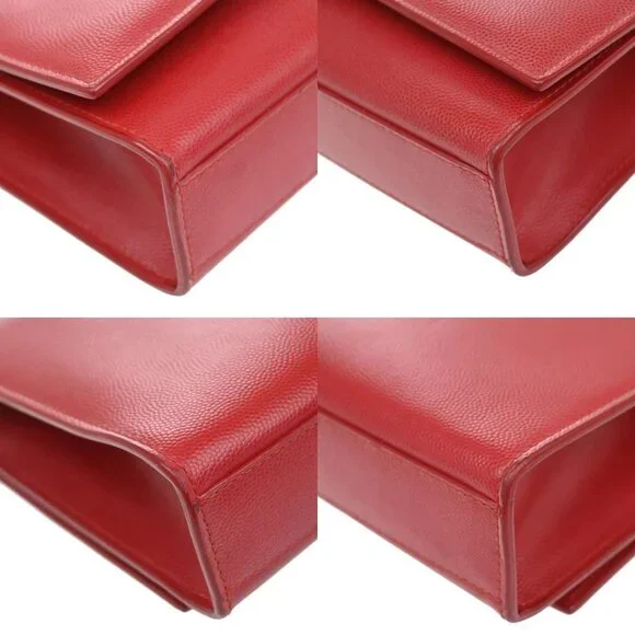 SAINT LAURENT YSL Logo 2Way Chain Shoulder Clutch Bag Red GHW Italy 22RF821 - Picture 14 of 16